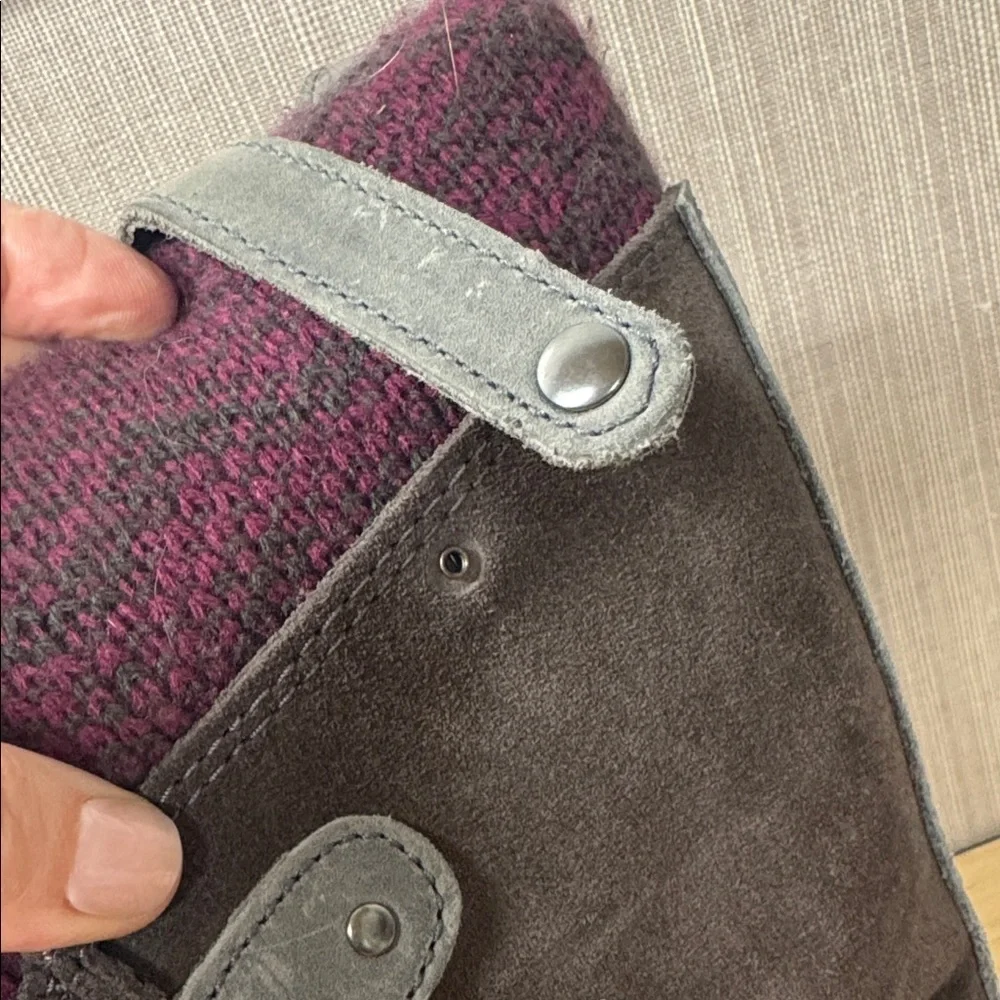Sorel Joan of Arctic Knit winter boots shale and purple colorway Women's 7